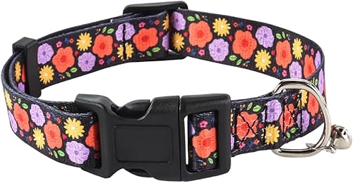 Collar de perro ajustable con campana, patrones de diseño especial, ultra cómodo, de nailon suave, transpirable, para perros pequeños, medianos y