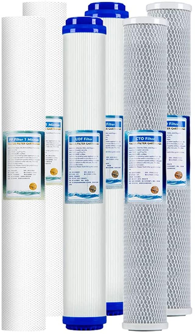 Cartuchos De Filtro 6 Piezas Filtro Repuesto 20" Agua Cartucho Carbón Activado Para Sistemas Ósmosis Inversa 5 Etapas