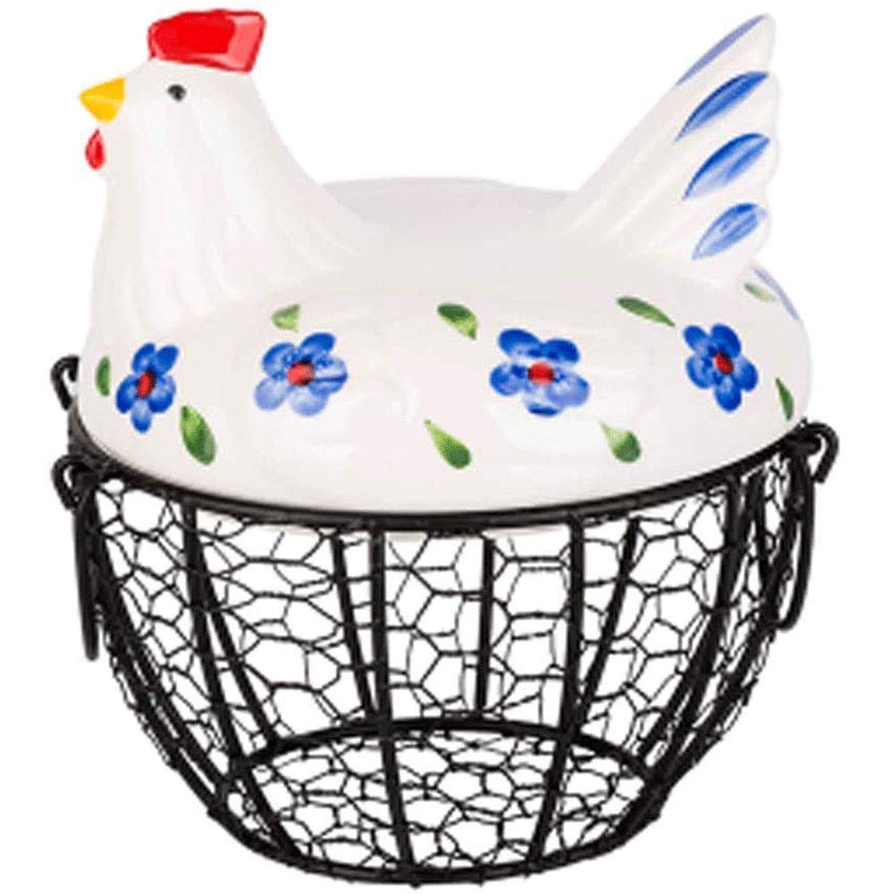 Cesto Per Frutta A Forma Di Gallina In Ferro Battuto - Vintage, Portaoggetti Decorativo Per Cucina