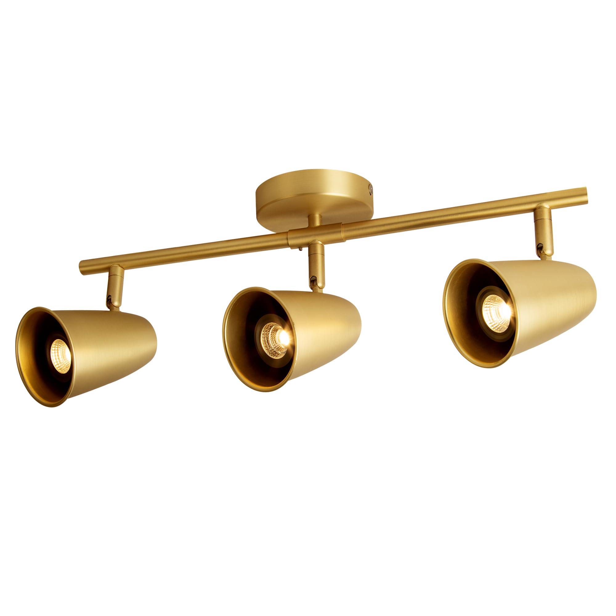 Aisilan LED 3-Light Track Lighting Fixtures Ceiling, Brushed Gold GU10 Track Light Bar with Rotating Heads, 3000K 21W Warm White, Modern Indoor Spotlight for Kitchen Living Room Artwork