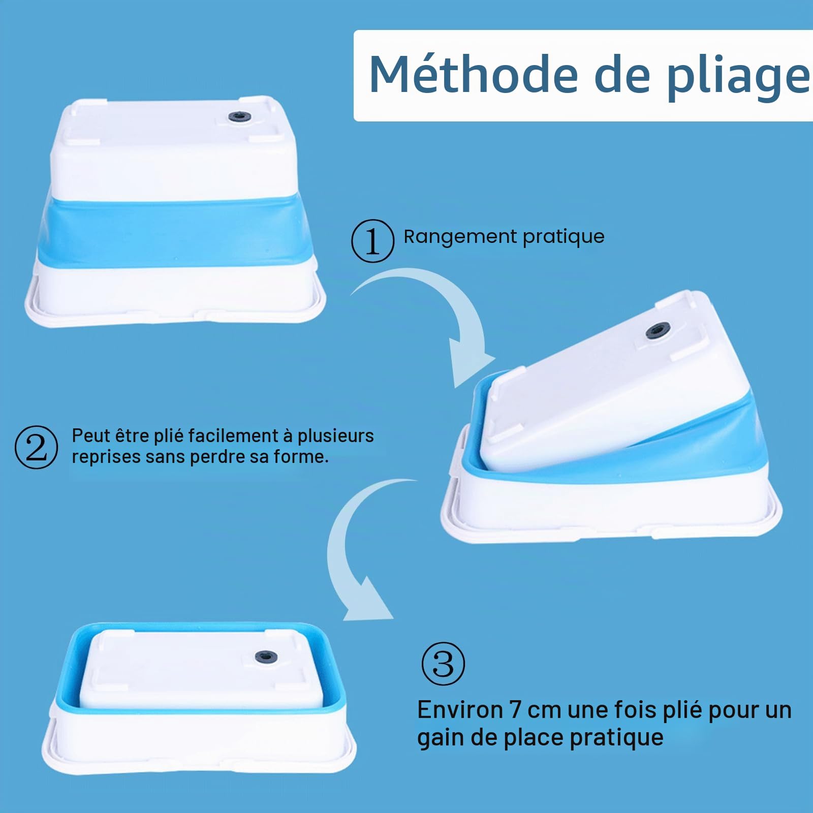 Seau pliable de 13 L avec couvercle verrouillable, récipient multifonction pour leurre de pêche vivant, bol de vaisselle pliable pour la maison et la voiture
