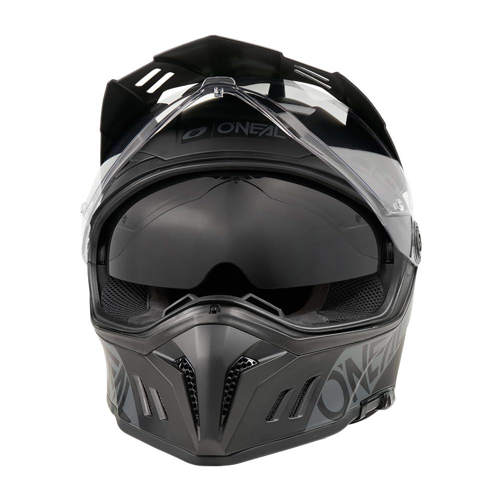 O'NEAL SIERRA RS SOLID MX Motocross Adventure Helm mit Außenschale aus hochwertigem ABS, extrem stoßfest & robust - Innenfutter herausnehmbar, gut belüftet, Extra großes Sichtfeld, Schwarz, Größe M