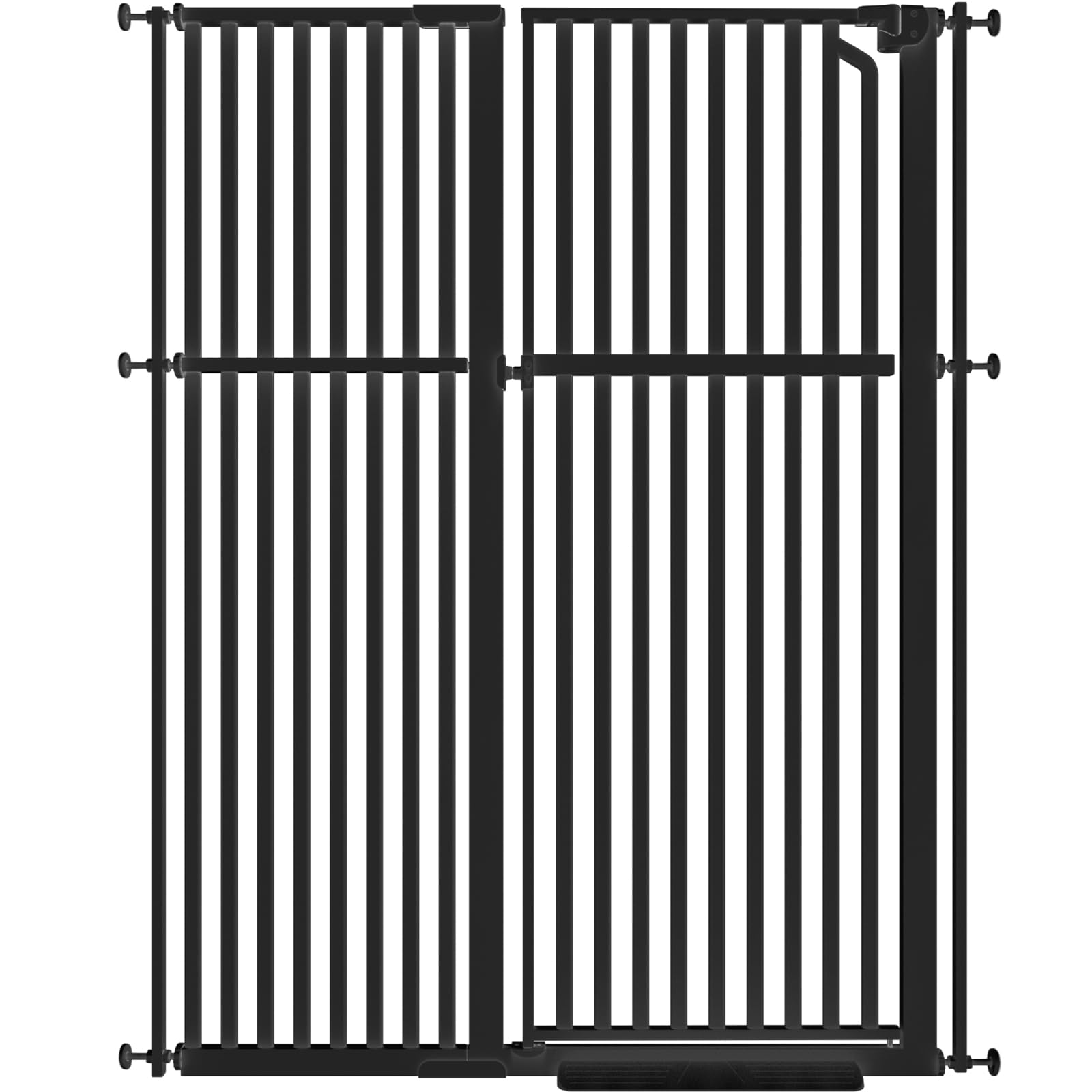Senneny 63" Extra Tall Cat Gate Auto Close & One-Hand Open, Includes Extension Kit, No Drilling Pressure Mounted & Wall Mounted, Metal Pet Gate Fits Openings 45.2" to 49.2" Wide, Black