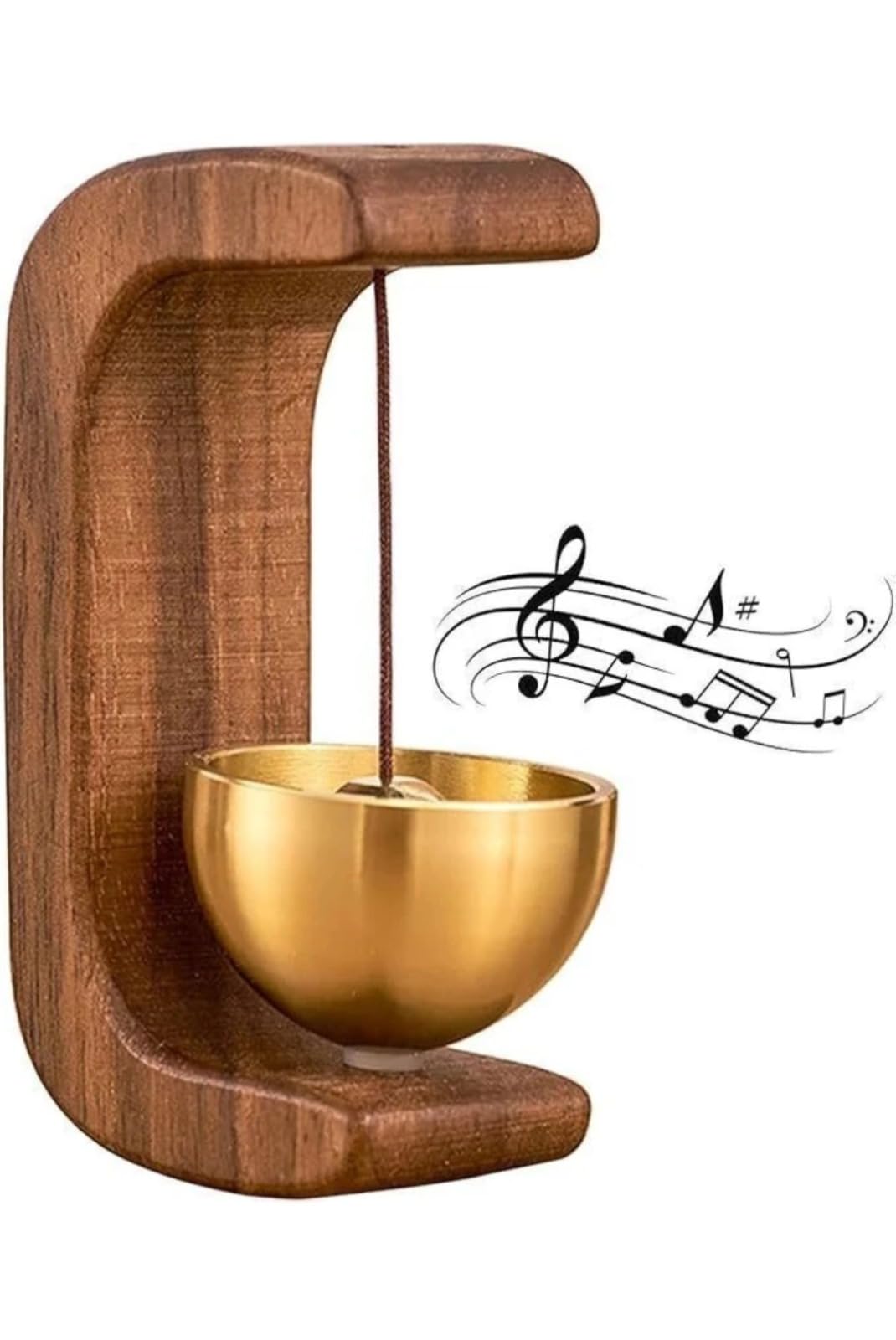 Wooden Door Bell with Brass Chime Sound | Hanging Door Chime for Home Entrance | Modern Minimalist Wall Decor Bell | Vastu Friendly Home Accessory (Brown)-image-31
