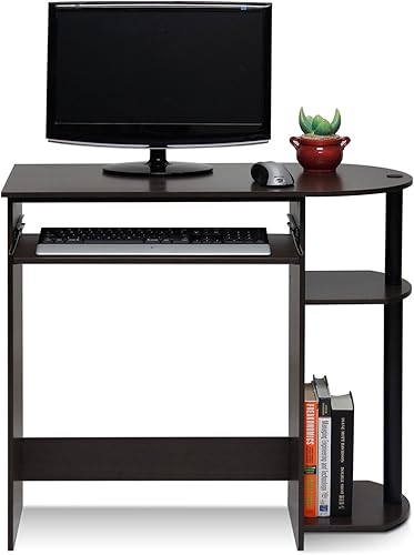 Miniatura 12 de Escritorio para computadora simple y fácil de armar Furinno 14098R1, Material Reciclado, Espresso Espresso / negro,Americano/acero inoxidable,Roble