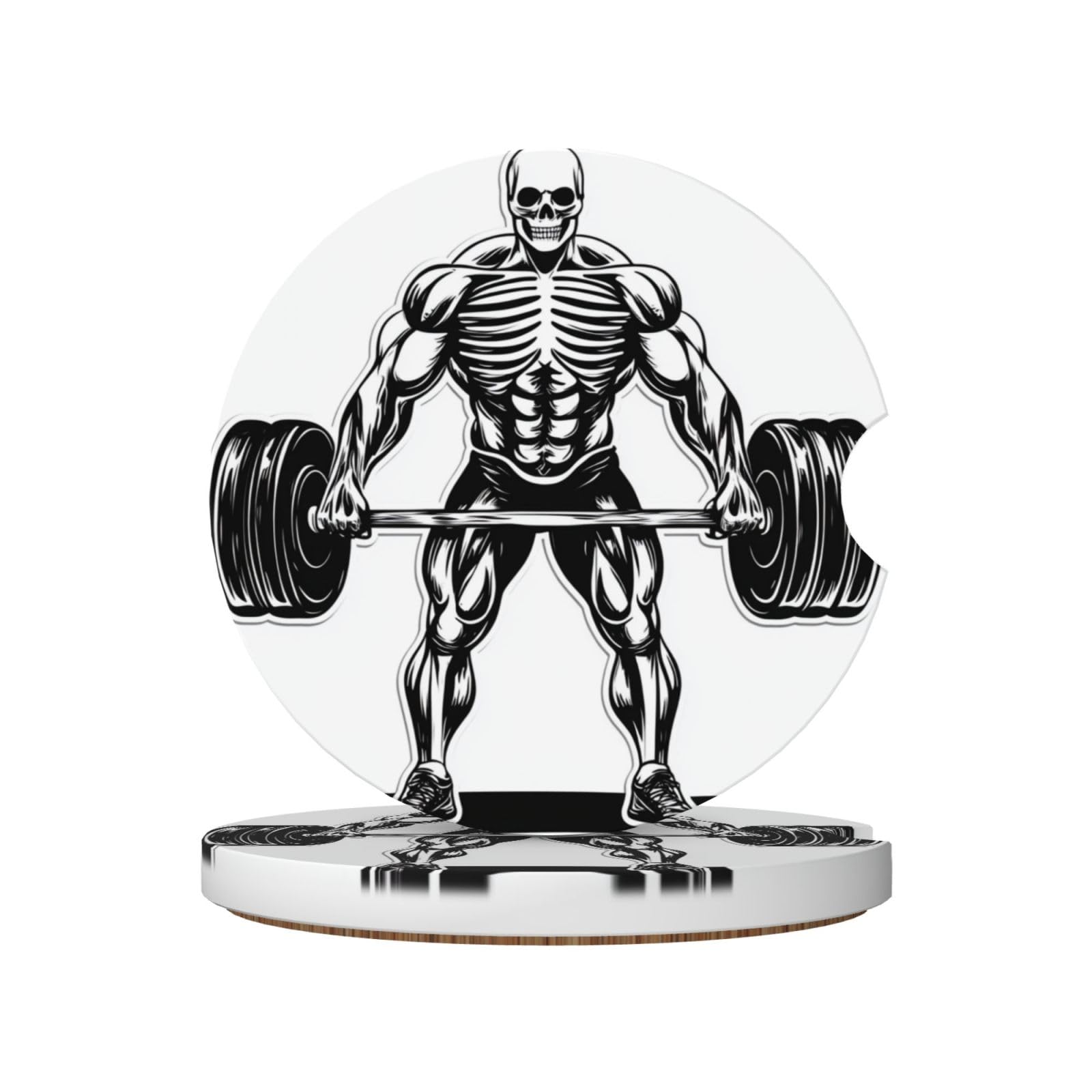 Strong Skeleton Weightlifting Ceramic Coasters,2pcs