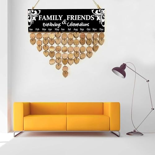 Miniatura 5 de Calendario de cumpleaños de madera para la familia, calendario de seguimiento de cumpleaños, placa, recordatorio, calendario para boda, aniversario,
