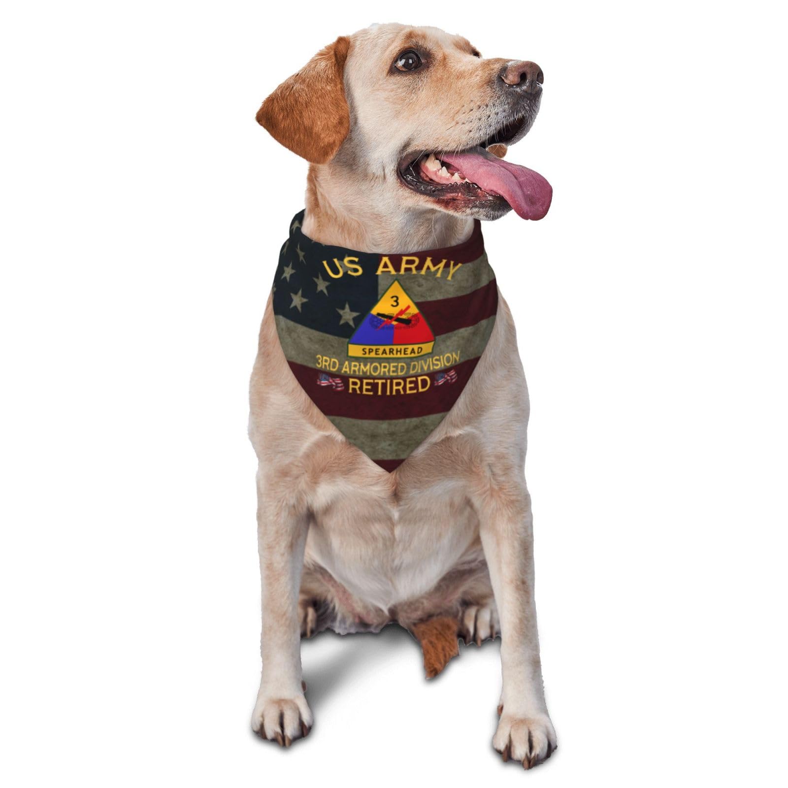 Us Army 3rd Armored Division Retired Dog Scarf Pet Bandana Cat Pet Bibs