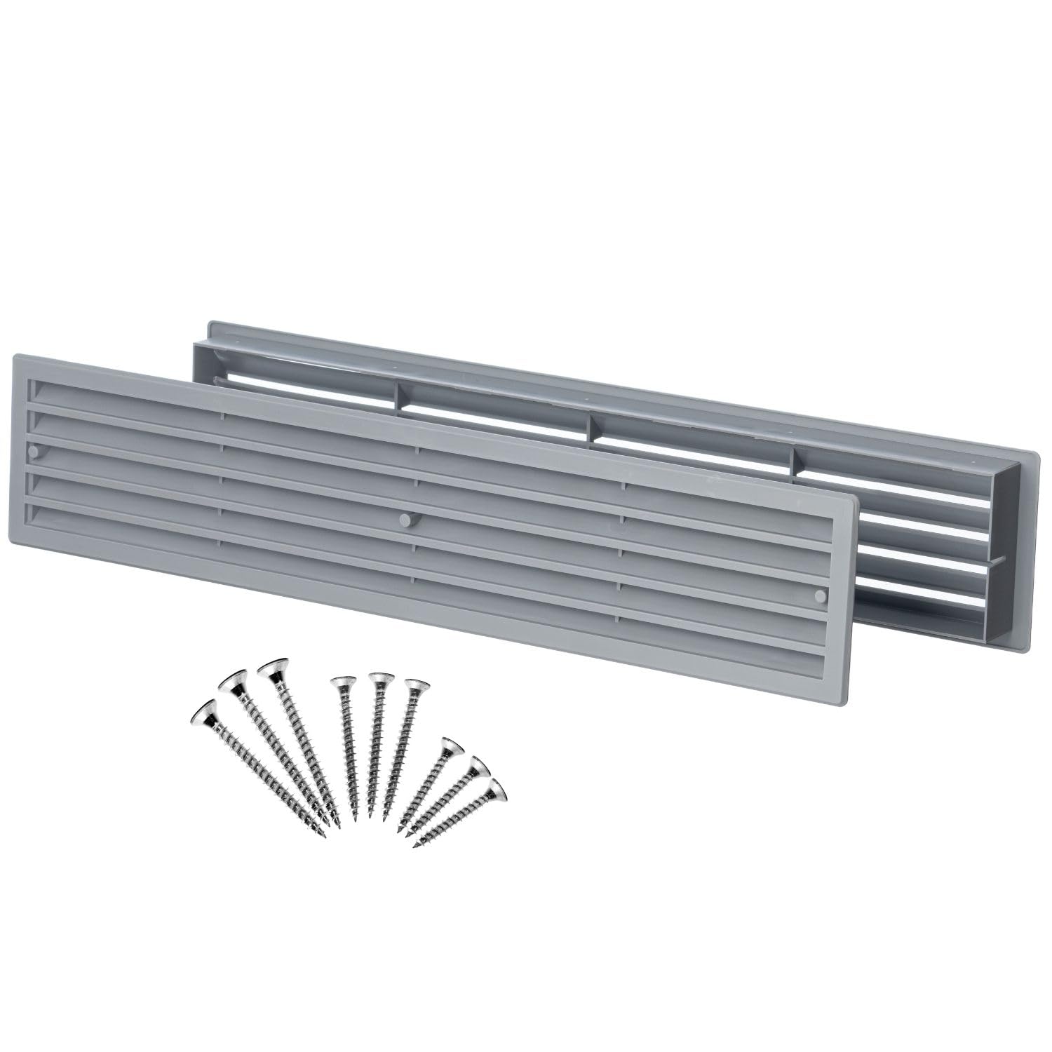Steinberg14 Gray Door Vent Cover 17.7x3.6 inch with Screws - Plastic Ventilation Grill - Door Vents for Interior Doors Two Sided - Door Louver Vent - Door Return Air Vent with Screws