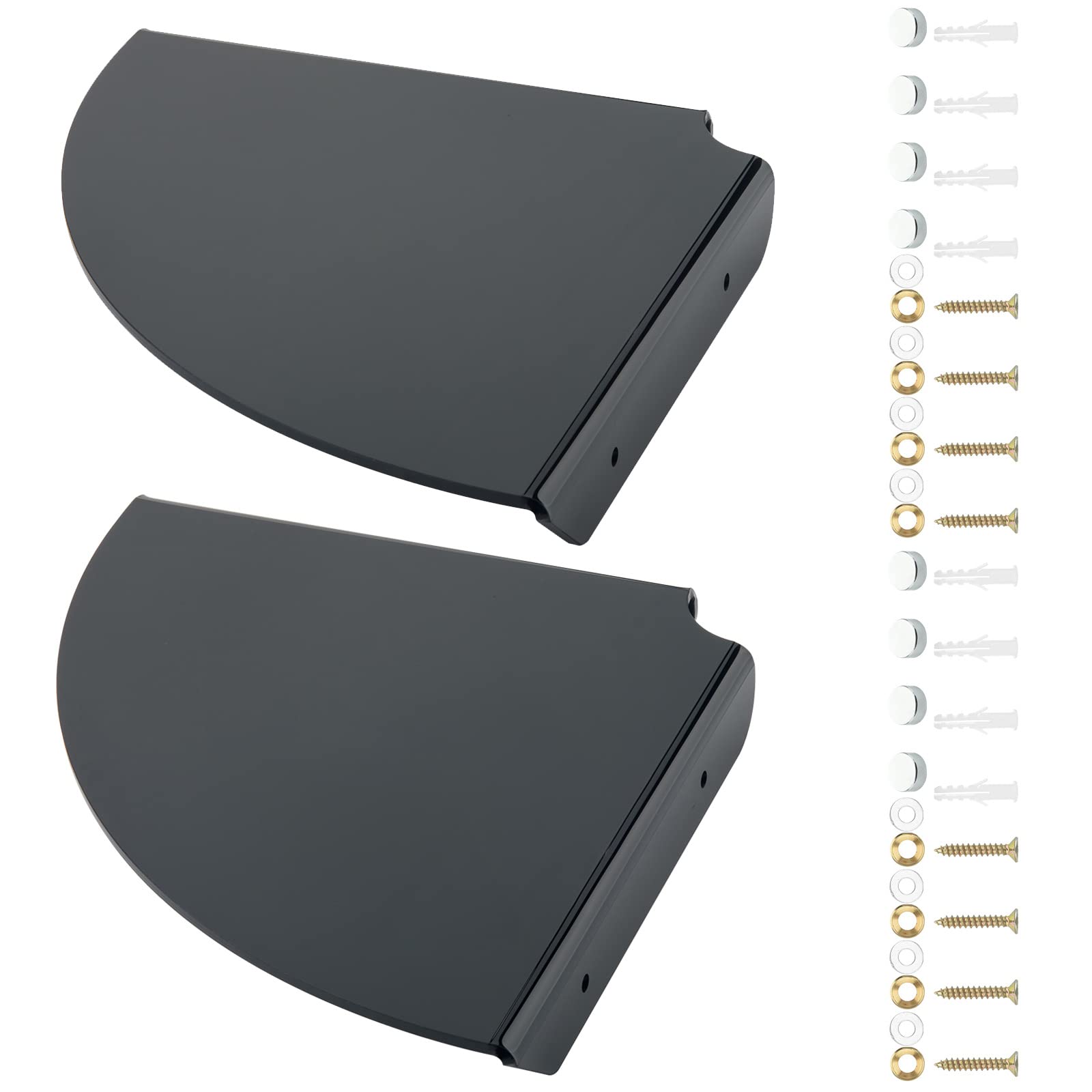 Cosmos 2 Pcs Acrylic Wall Mount Floating Corner Shelves Quarter Round Shower Shelf Hanging Corner Shelves Wall Storage Display Organizer for Bathroom