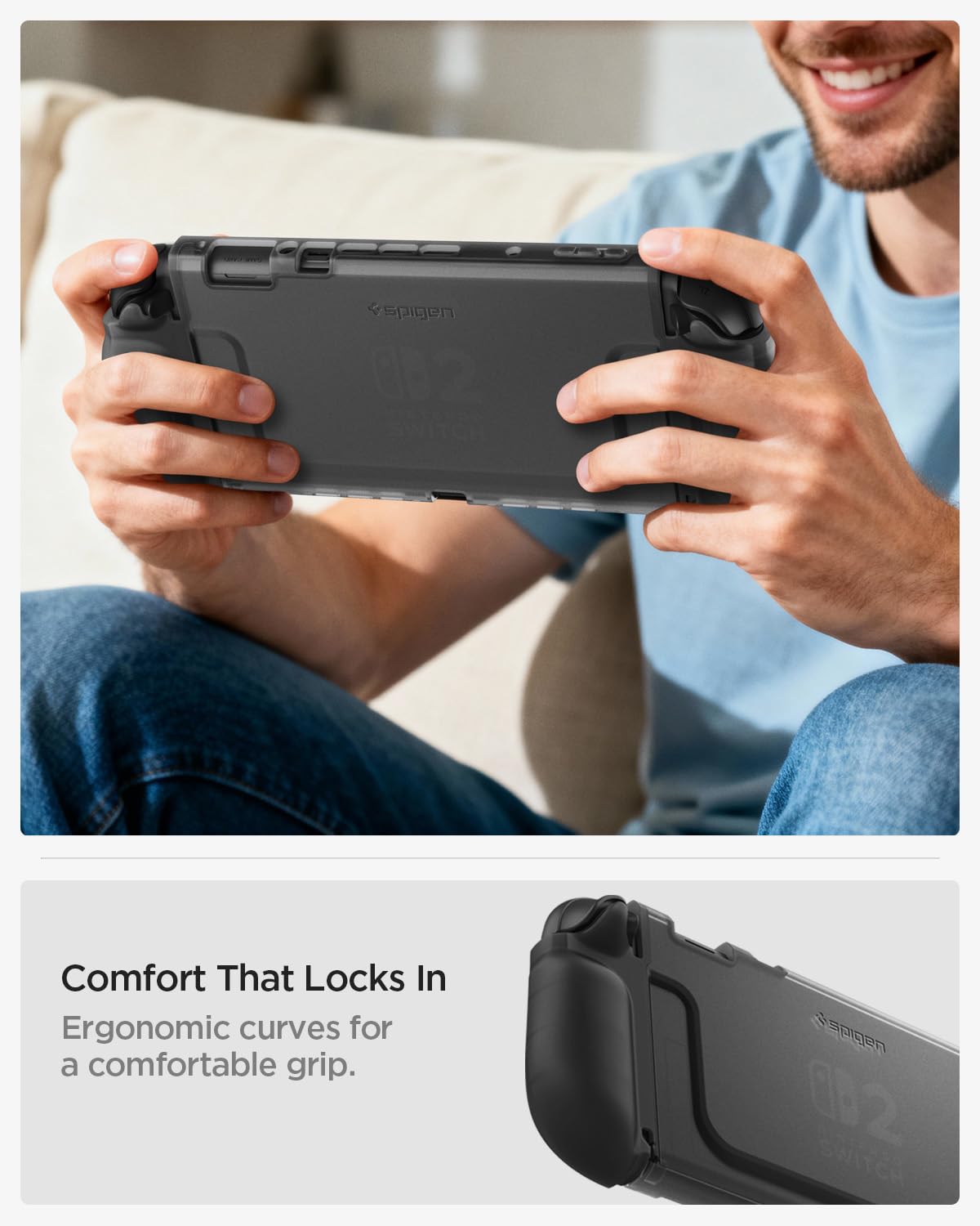 Spigen for Nintendo Switch 2 Case, Ultra Hybrid Designed for Switch 2 (2025) Dockable Cover with Detachable Joy-Con - Frost Black - Image 4