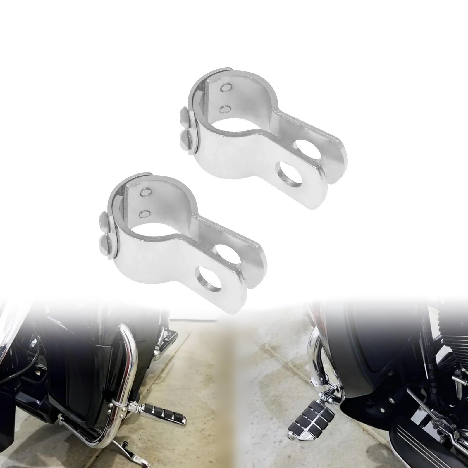 Ydybda Chrome Motorcycle 1-1/4" Footrest Mount Clamps 32Mm Highway Crash Bar Peg Bracket For Harley Sportster Xl Softail Dyna Touring