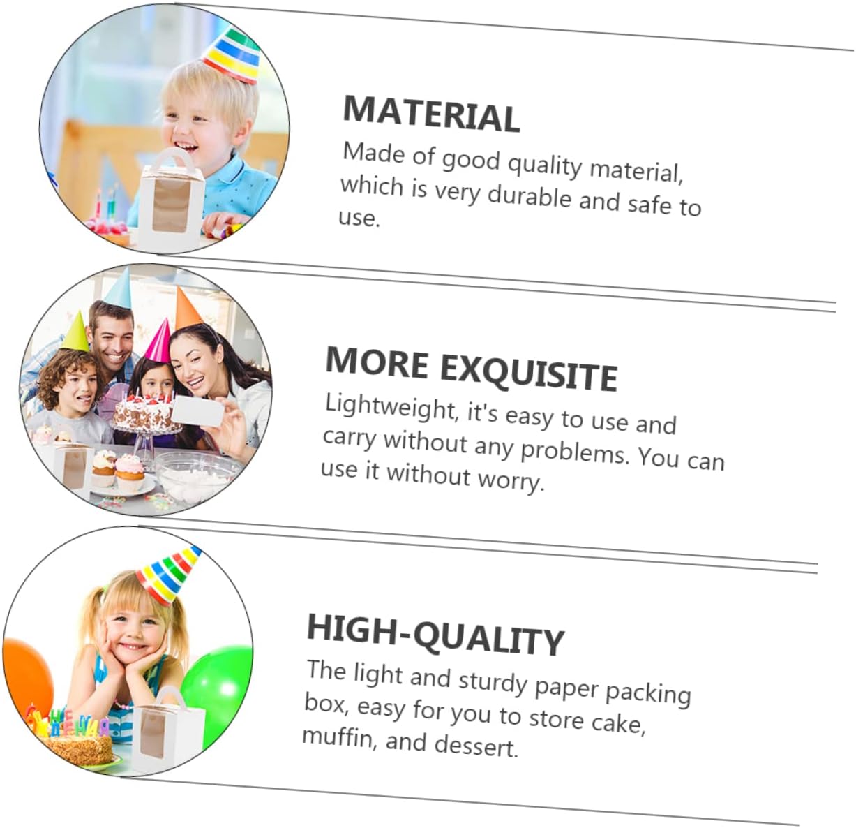 BIUDECO Portable Cake Box 50 Pack White Paper Dessert Wrapping Container