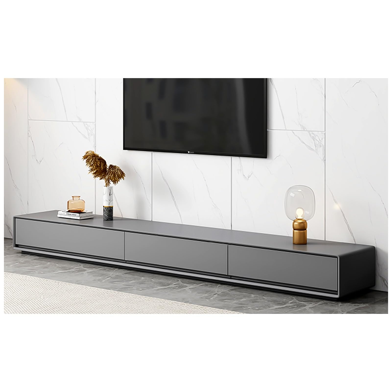 Amazon｜ミニマリストの床置き型テレビ棚、収納引き出しとケーブル穴