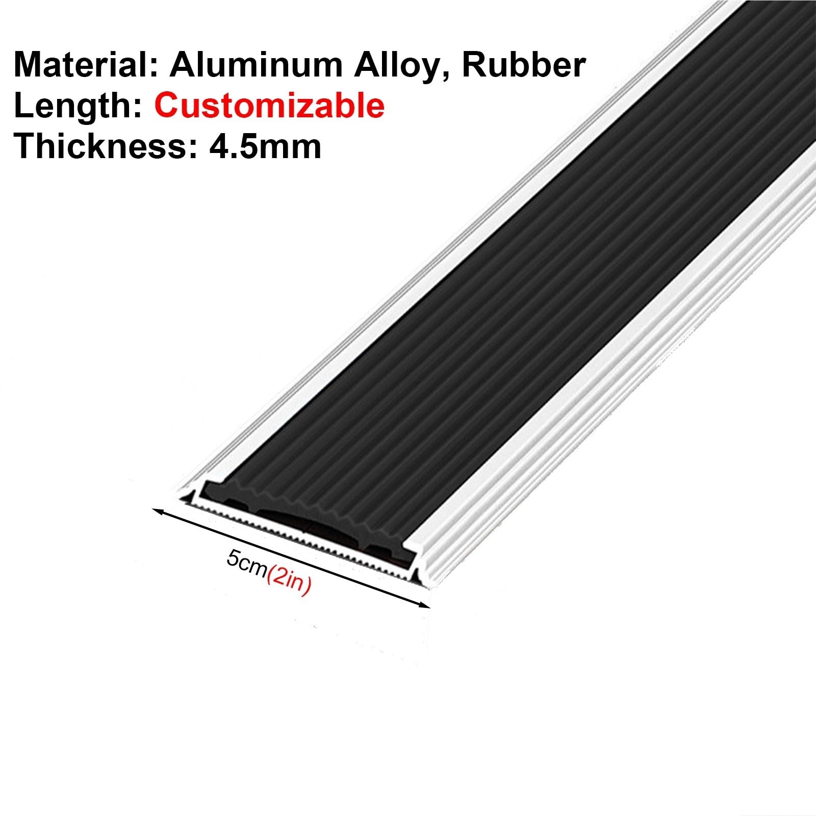 Aluminiowy nosek schodowy, antypoślizgowy ochraniacz krawędzi schodów z gumowymi krawędziami do obszarów roboczych, długość od 48 do 160 cm, 6 sztuk dla bezpieczeństwa w parku i środowisku pracy