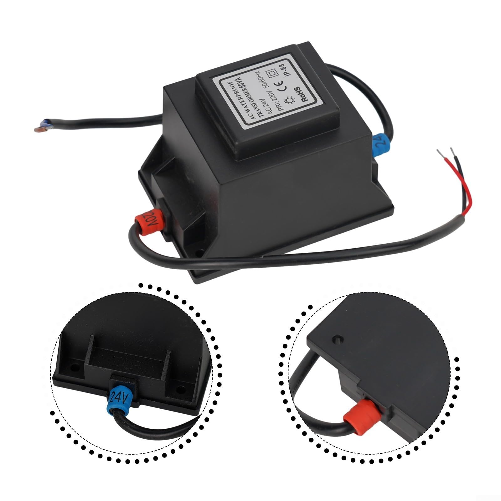 ReachMall AC/AC Transformator 24V IP67 Wasserdicht für LED(80W)