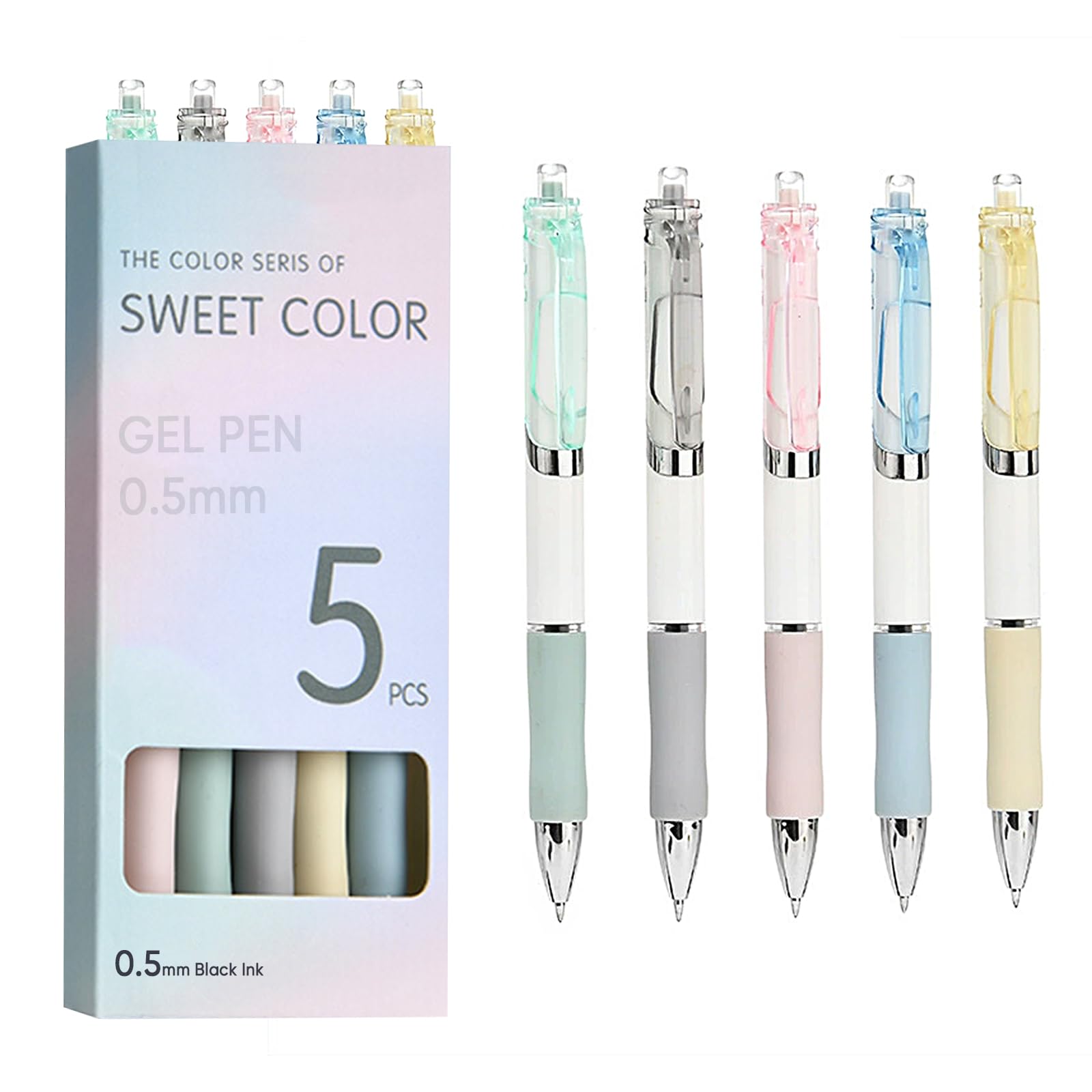 ZOFLIN Retractable Gel Pens 0.5mm: 5 Pcs Black Ink Medium Point Rolling-Ball for Smooth Writing - Quick Dry Stationery Supplies for Teens Adult- Perfect for Journaling Office School Exams Gifts Giving