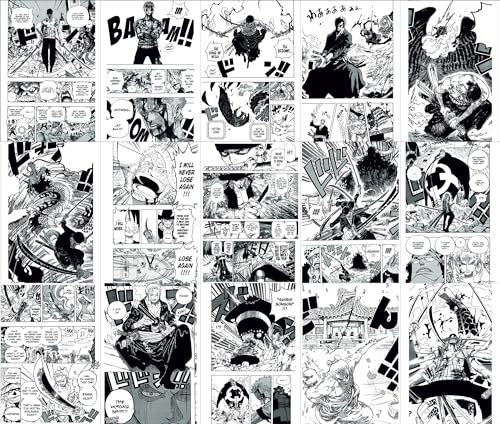 Image of Moment Prints Zoro Manga Collage Poster Set - Set of 15, 210 mm x 297 mm, 300 GSM Paper, Zoro Posters For Anime Fans (Zoro Manga 1) - Glue Dots Included, Cardstock