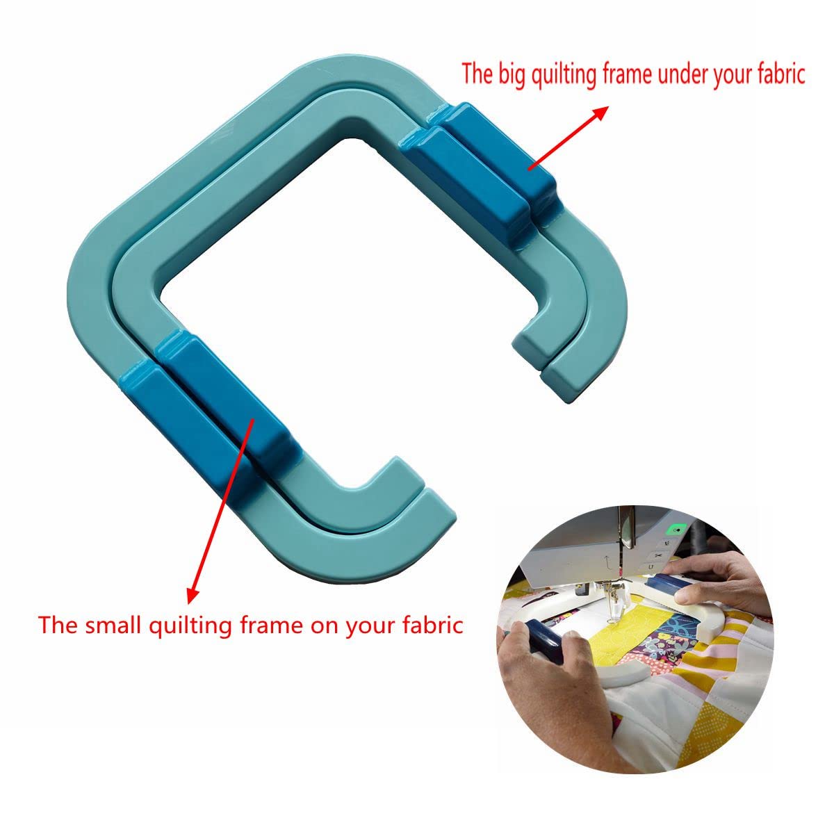 HONEYSEW 2PCS Fabric Guide Quilting Frame Templates Free Motion Fabric Grip Essential Guide+Low Shank Quilting Foot and 5PCS Thang Sewing Tool