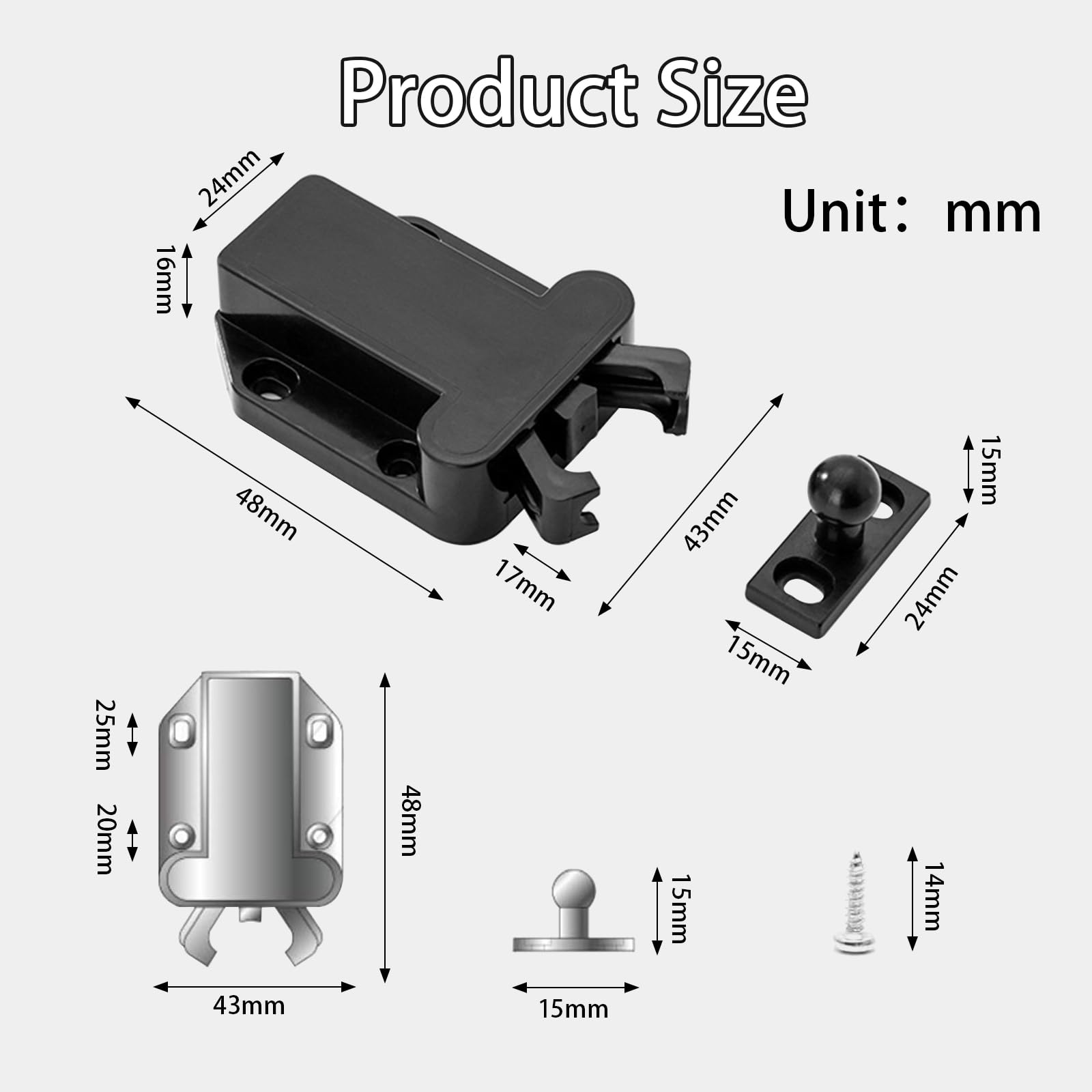 12 Pcs Touch Release Catch for Cupboard Push to Open Cupboard Latches, ABS Push Latch for Cupboard and Drawer for Furniture cabinets - Image 2