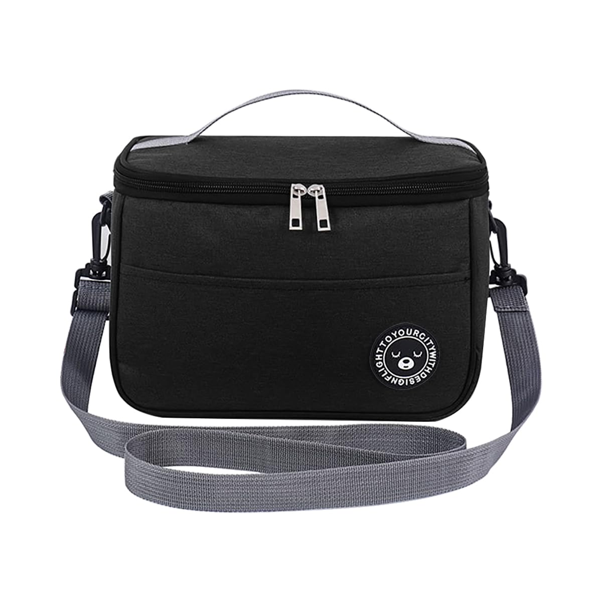 xianxikaitech Insulated Lunch Bag, 8L Foldable Cooler Bag with Oxford Fabric and Aluminum Foil Lining, Thermal Leak-Proof Tote for Work, School, Beach, Picnic (Black)
