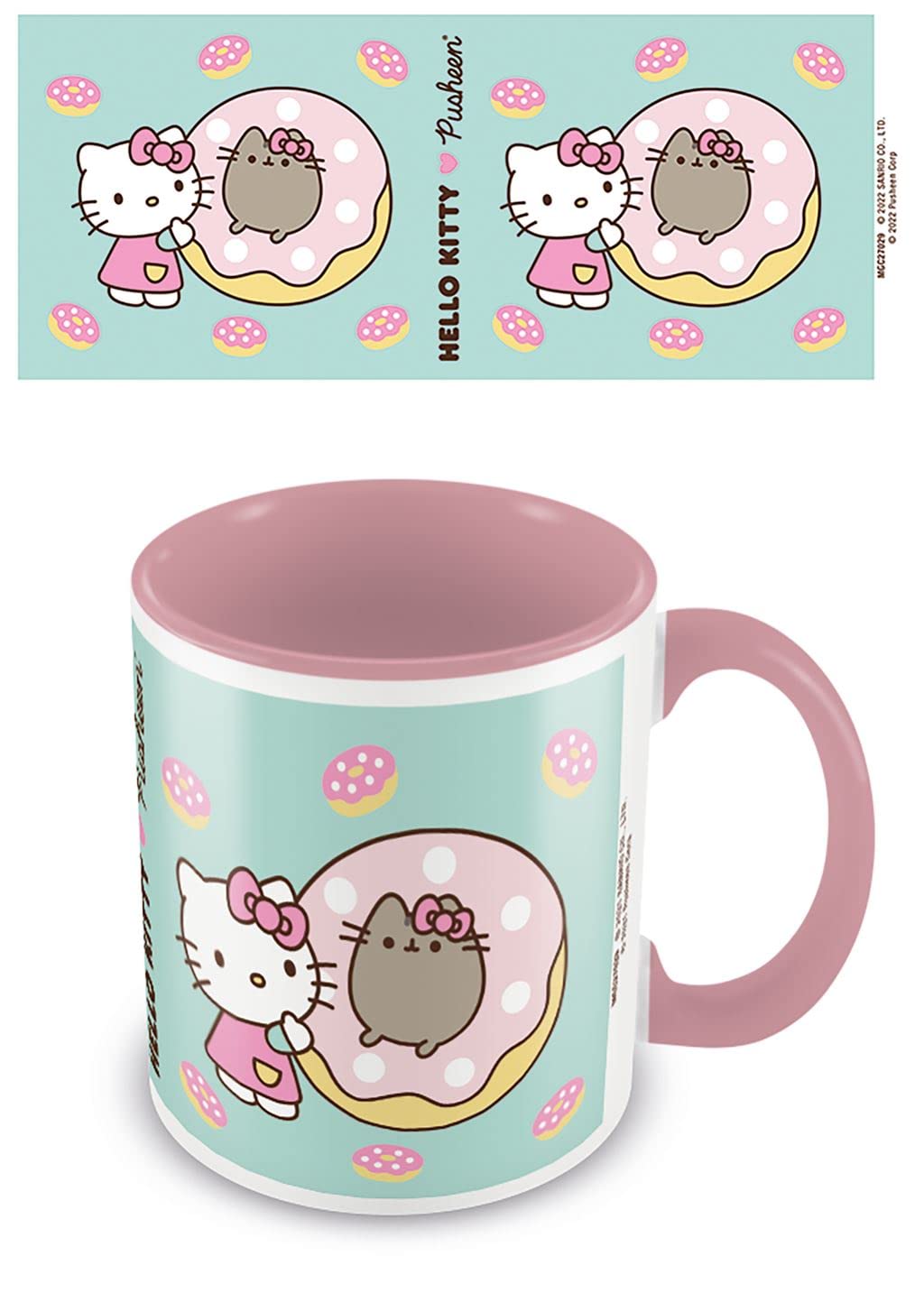Pusheen x Hello Kitty Ceramic Mug in Presentation Gift Box (Doughnut Design) - Official Merchandise