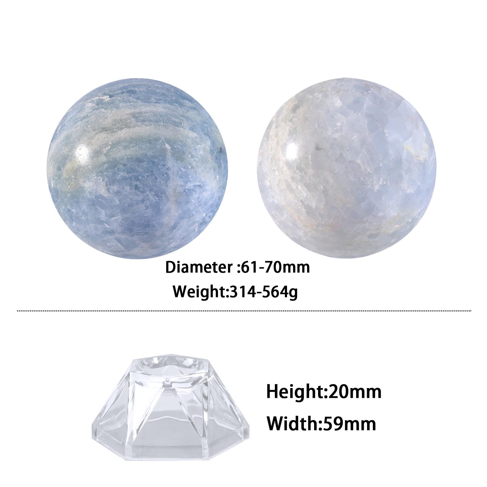 Nupuyai Celestite Crystal Ball with Acrylic Stand - Image 2