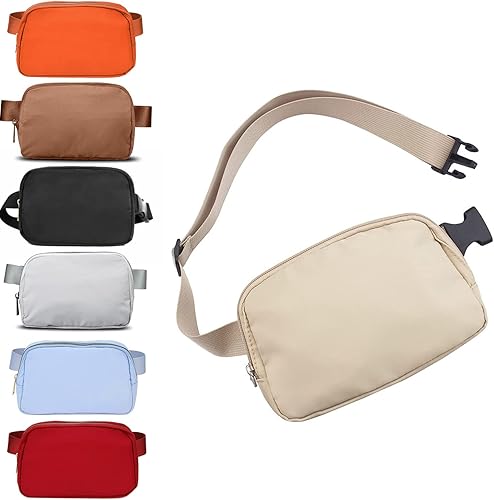 Riñonera unisex para mujeres y hombres con correa ajustable impermeable para viajes entrenamiento correr Blanco