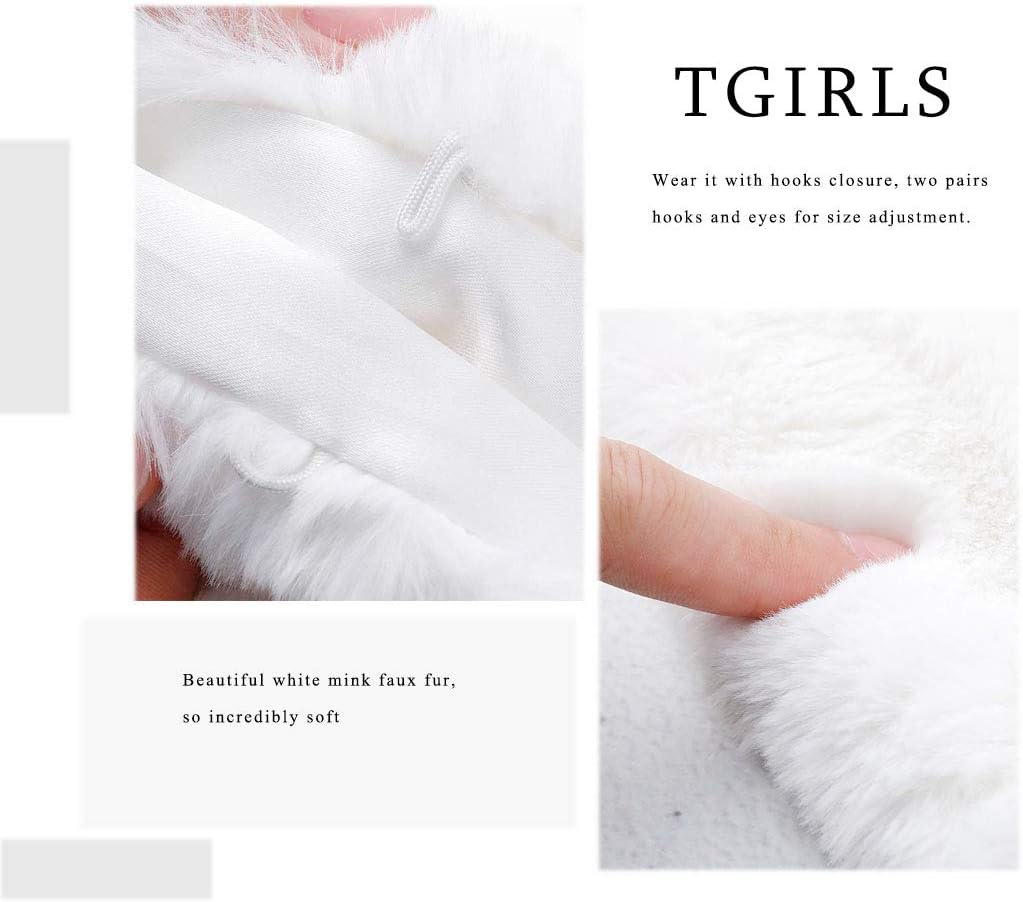 Tgirls Women's Wedding Faux Fur Shawl and Wraps Bridal Fur Stole Fur Scarf for Bride and Bridesmaids - Image 5