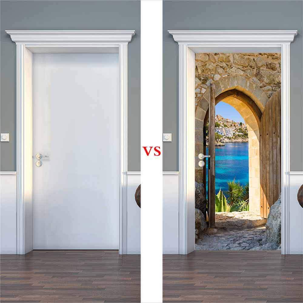 Stickers Porte D'entrée 3d DIY Vélo Stickers Muraux Chambre Salon Garçon Chambre Mur Amovible Art Stickers Porte Trompe Loeil