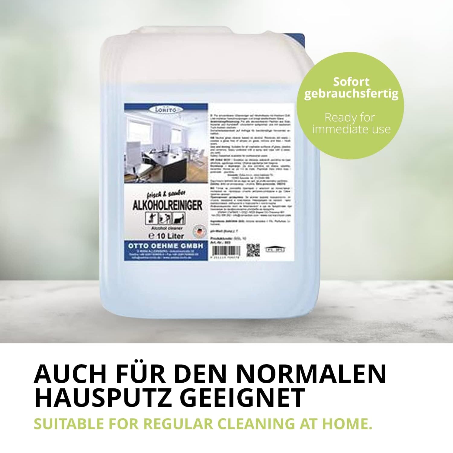 Lorito frisch & sauber Alkoholreiniger Konzentrat 2 x 10L Bodenreiniger | Kraftvoller Oberflächenreiniger zur Bodenreinigung, bringt Fliesen, Keramik, Kunststoff, Glas & Naturstein auf Hochglanz