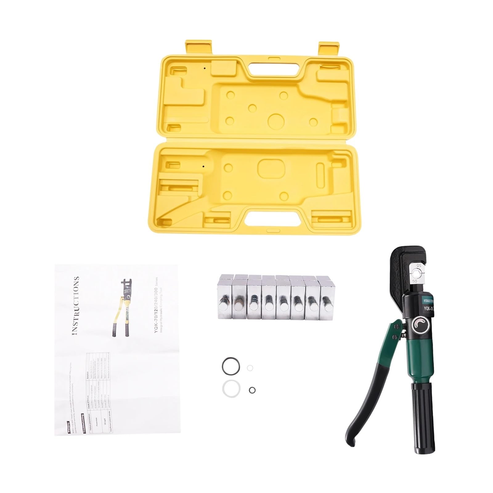 Otenc Groen Hydraulic Cylinder, 60Kn Hand Operated Hydraulic Crimping Tool, Crimper With 8 Pairs Of Dies, Flexible Operation Wire