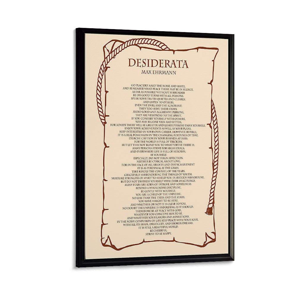 Hellove Frame-Style1 Max Ehrmann Poem Desiderata Poster Decorative Painting Canvas Wall Art Living Room Posters Bedroom Painting 08X12inch(20X30cm)