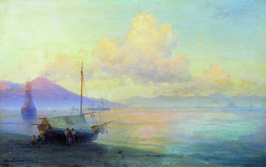 Amazon.co.jp: 18 絵画 朝のナポリ湾 1893 年の港の眺め 港の