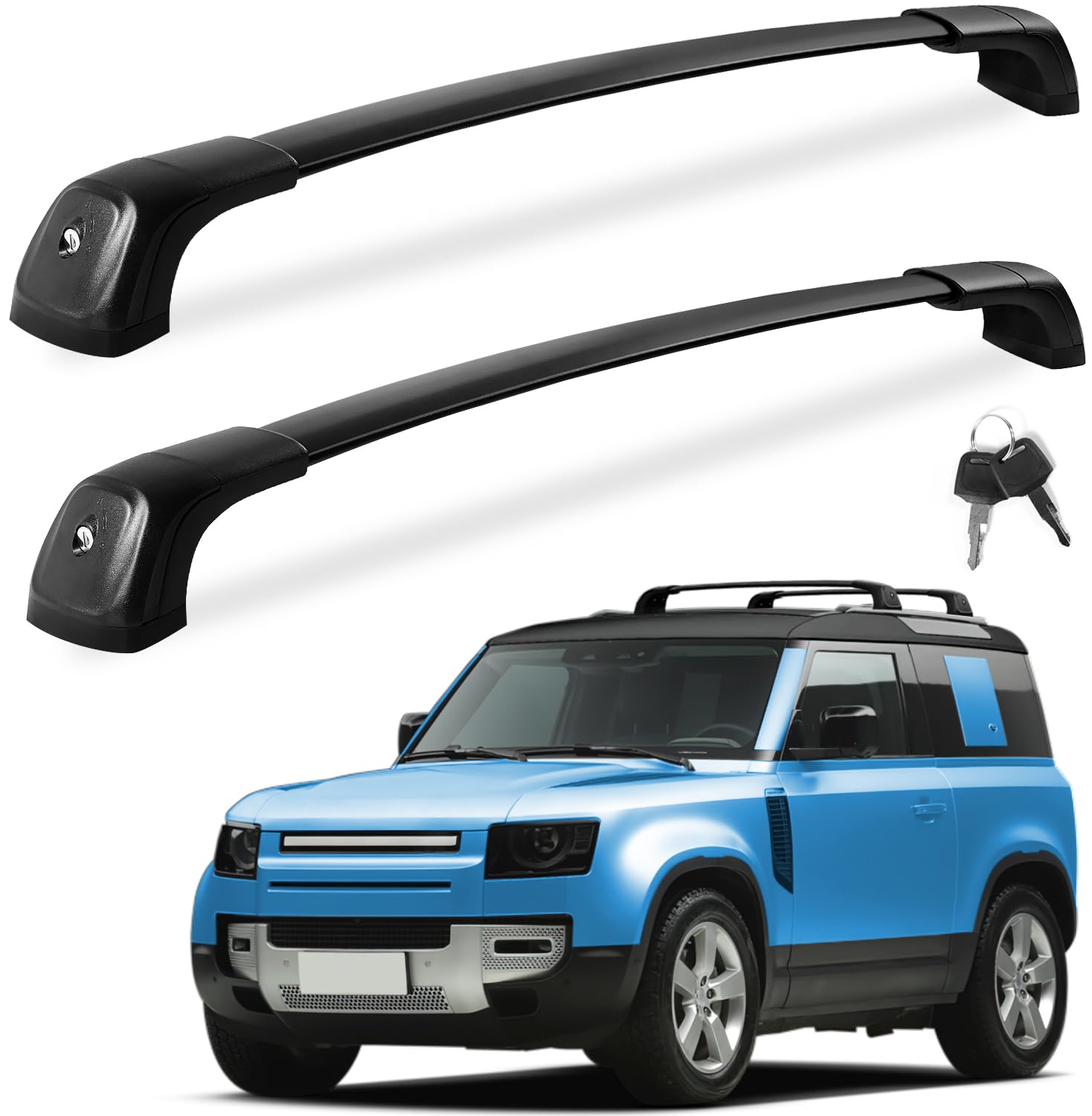 FengYu Lockable Roof Rack Cross Bars 220lbs Compatible with 2020-2025 Land Rover Defender 110 130 (with Side Rails), Heavy Duty Rooftop Aluminum Crossbar Car Carrier Luggage