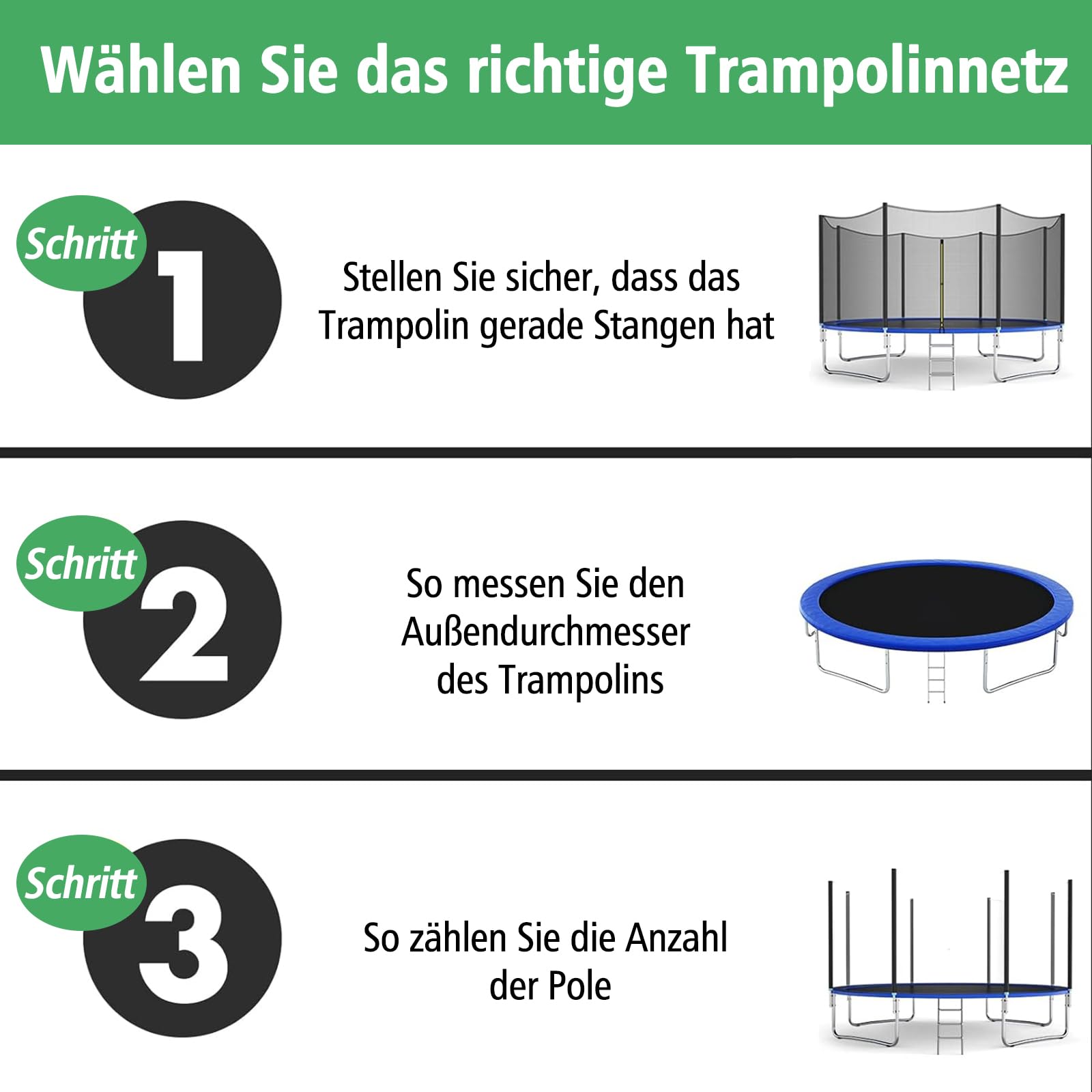 Trampolin Ersatznetz Sicherheitsnetz Ersatznetz Trampolinschutz Trampolin Netz 8 stangen