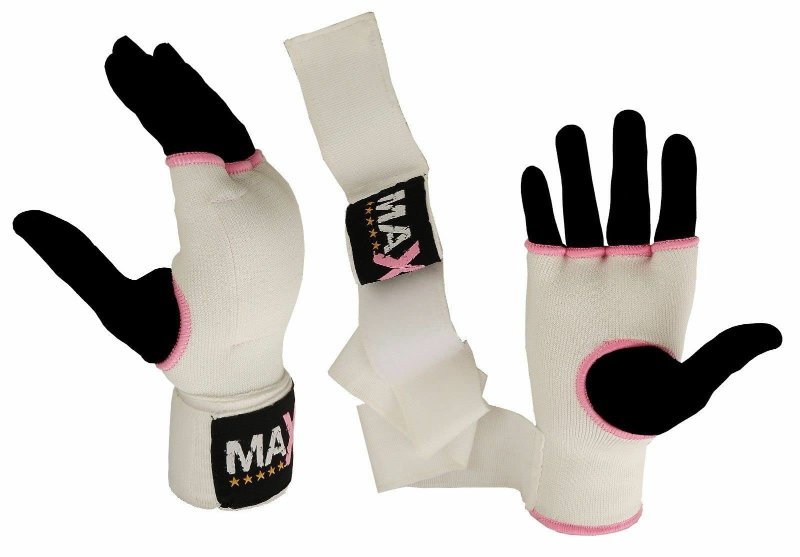 MAXX New Gel Inner Hand Wraps Boxing Gloves Fist Padded Bandages Mma Pad Rrp 9.99 (S, White Pink)