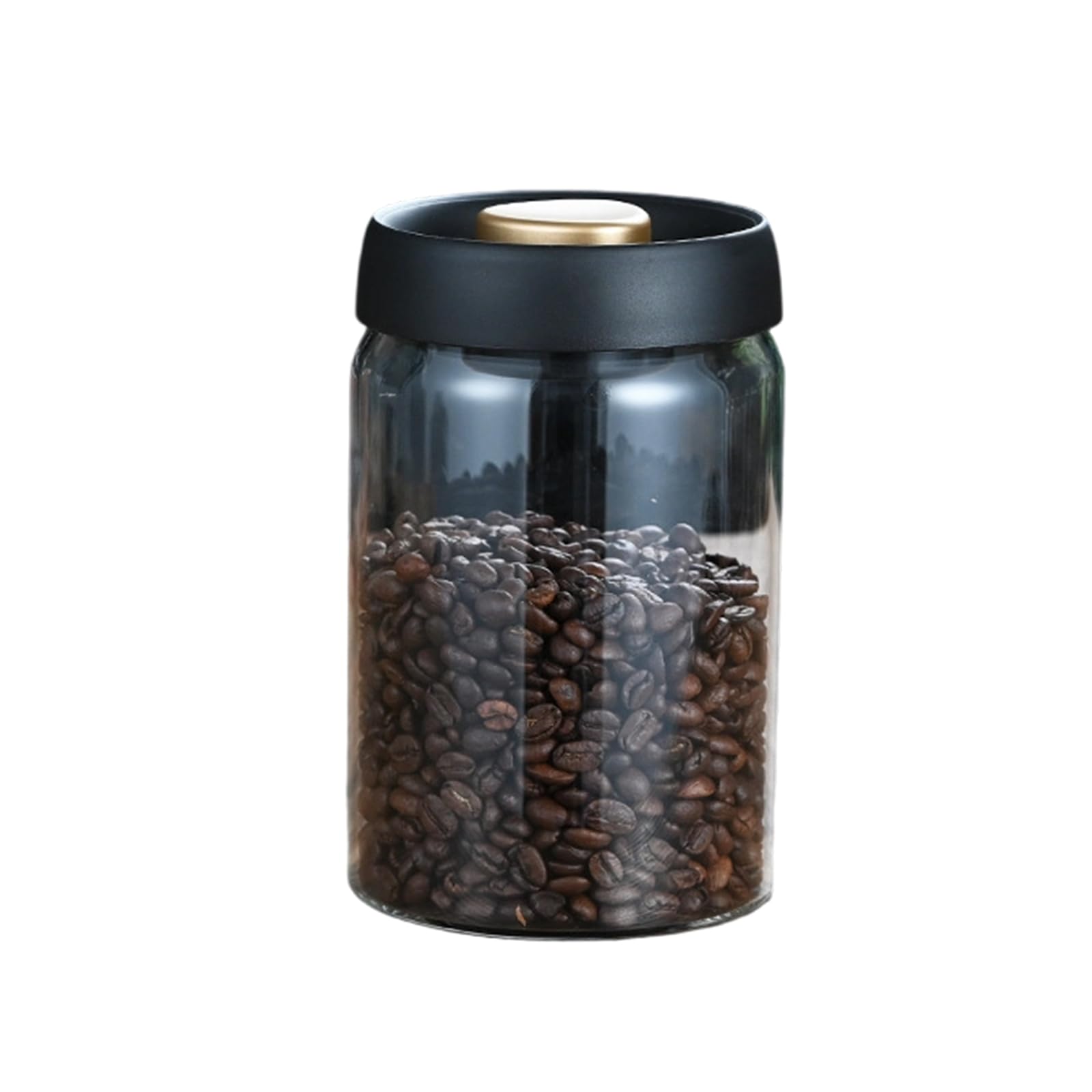 Efficient Pressed Vacuum Coffee Canister Bean Nut Tea Clear Glass Storage Jar with Vacuum Seal Organize Portable Coffee Container