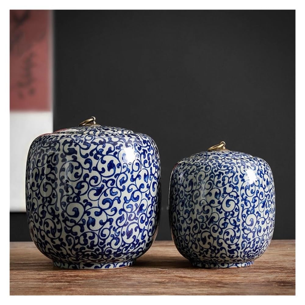 Pojemnik na herbatę Chiński pojemnik na herbatę ceramiczny słoik uszczelniający duży magazyn do przechowywania w gospodarstwie domowym Retro luźny liść uniwersalny(L)