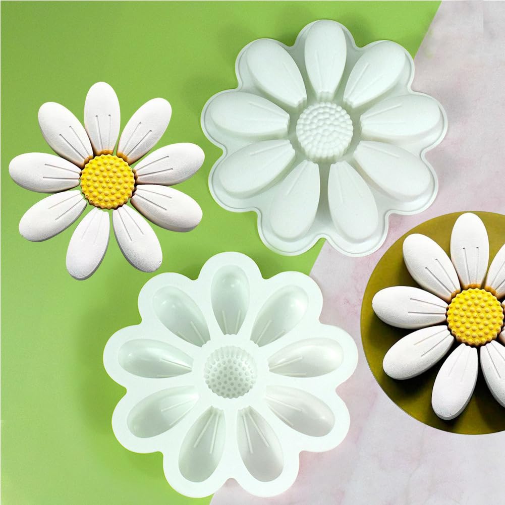 Moldes de silicona con diseño de girasol, flores, molde de silicona 3D, molde para tartas, mousse margaritas, moldes para gelatina, postre, jabón, cumpleaños