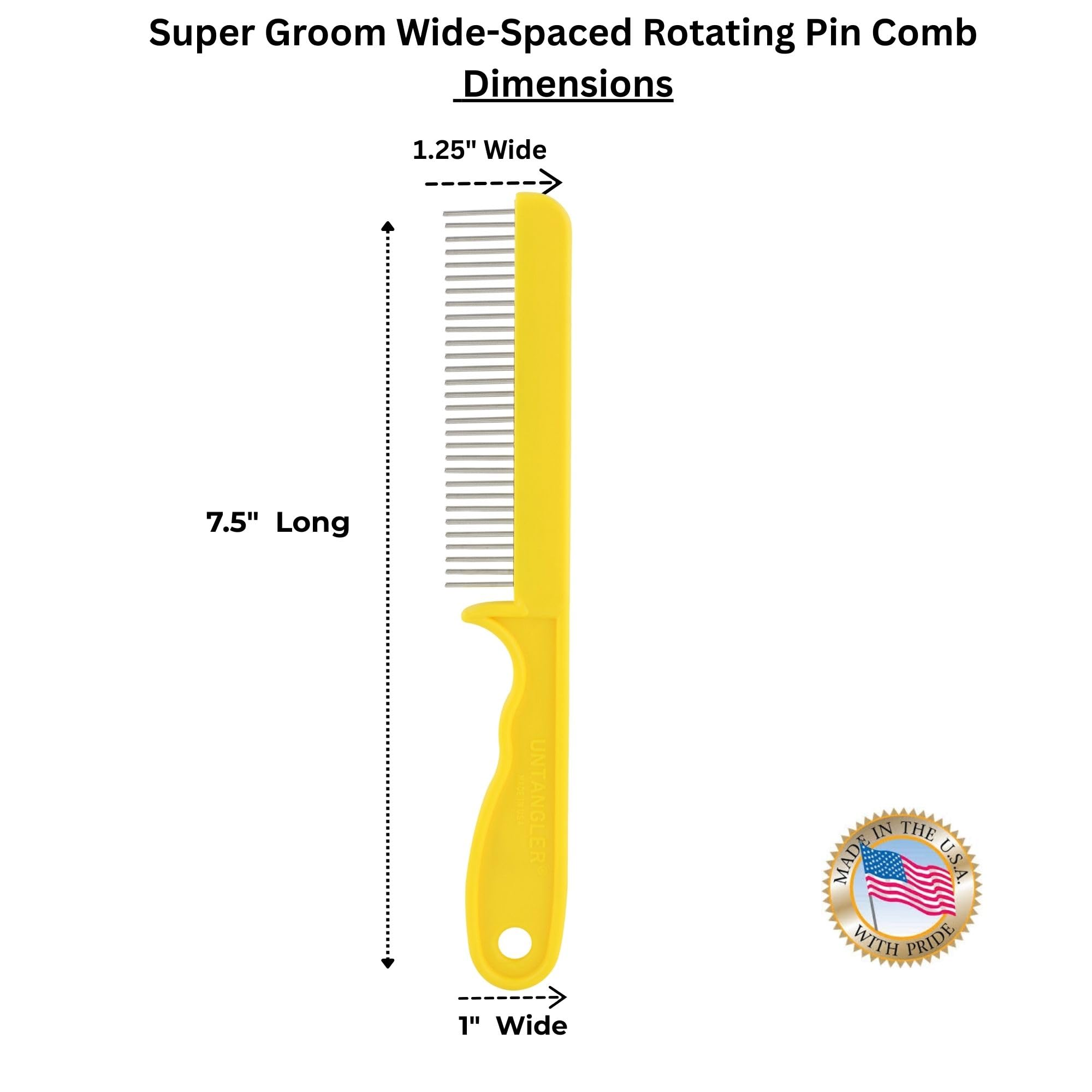 Peines Super-Groom con dientes giratorios suaves para una extracción de alfombrilla sin dolor (30 dientes finos espaciados, amarillo sol)