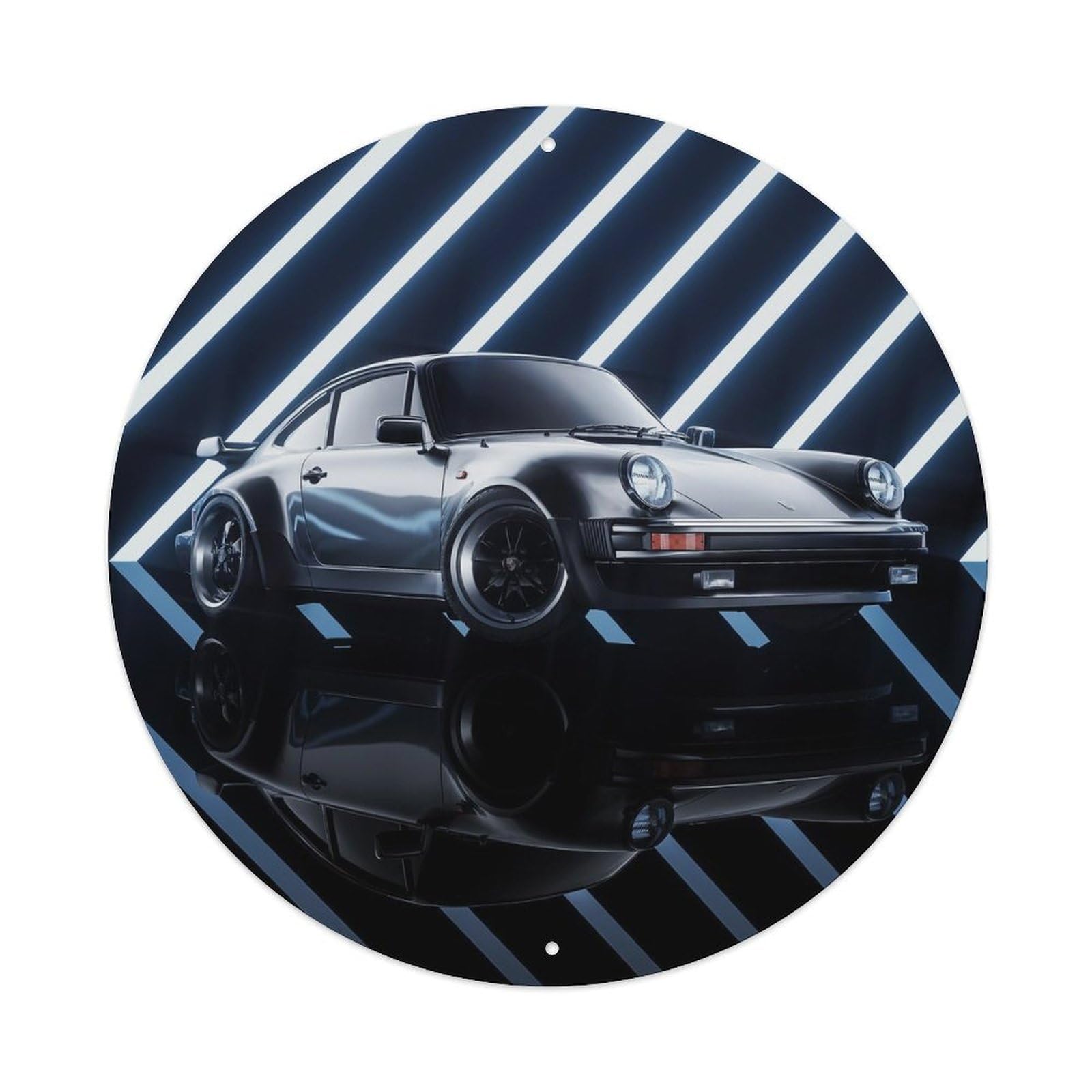 Supercar 930 911 Turbo Vintage Racing Car Vintage Metal Tin Sign Plaque Wall Decor for Cafe, Club, Garden Round Metal Poster 8x8Inch