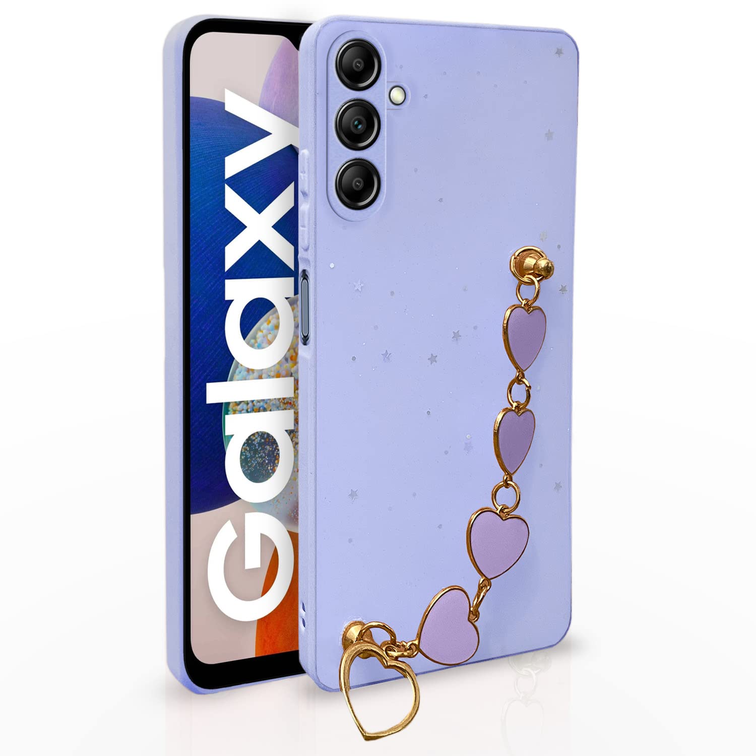 Pikkme Samsung Galaxy A14 5G Back Cover for Girls | Heart Shaped Metal Chain Blocks | Sparkling Soft TPU | Case for Samsung Galaxy A14 5G (Purple) (B0C2VMM3Y6) Amazon Price History, Amazon Price Tracker