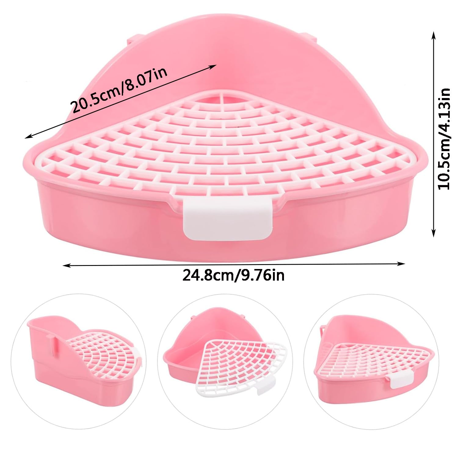 MEISO Toilette per Coniglio, Toilette per Animali Domestici, Vasino Addestrativo per Criceti, Toilette per Animali di Piccola Taglia di Triangolo per Coniglietti, Cincillà, Cavia (Rosa)