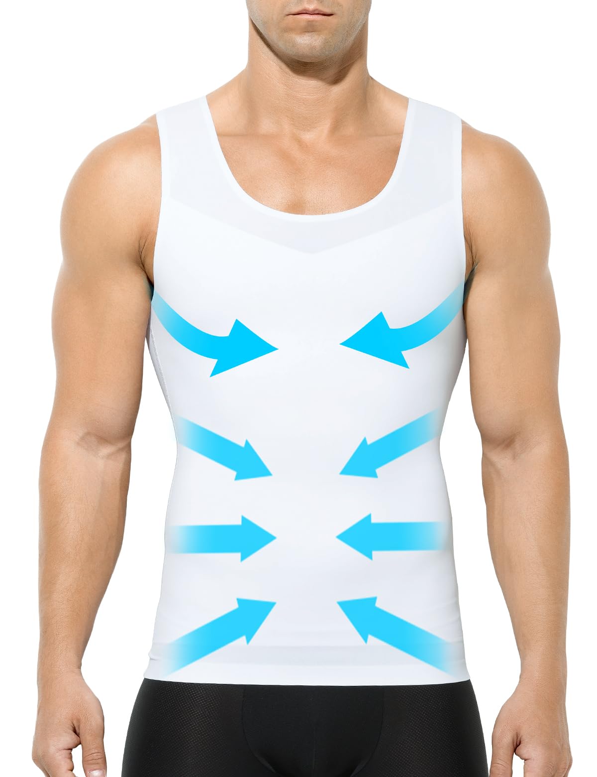 Casey Kevin Débardeur Compression Homme, Maillot de Corps Gaine Ventre Plat Homme Gainant Tee Shirt Compression Amincissant Debardeur sous-Vêtements Shaper, L