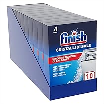 Finish Sale per lavastoviglie, Additivo per Lavastoviglie in cristalli di Sale per proteggere dal calcare e dalle macchie d’acqua, 10 confezioni da 920 gr (9,2kg)