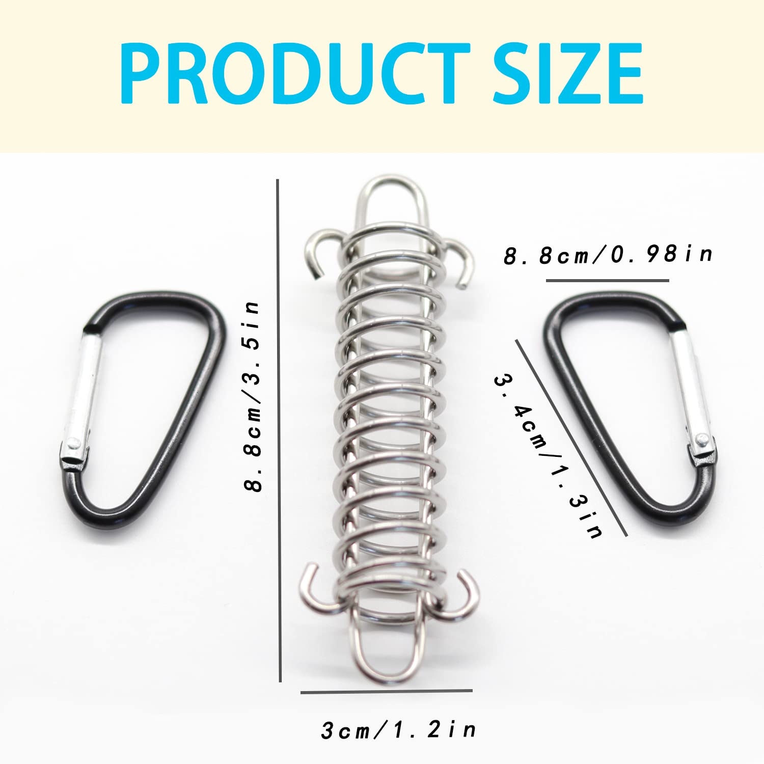 2 Molle Di Trazione Con Doppi Ganci - Acciaio, Per Tende, Amache, Sacchi Da Boxe, 19cm