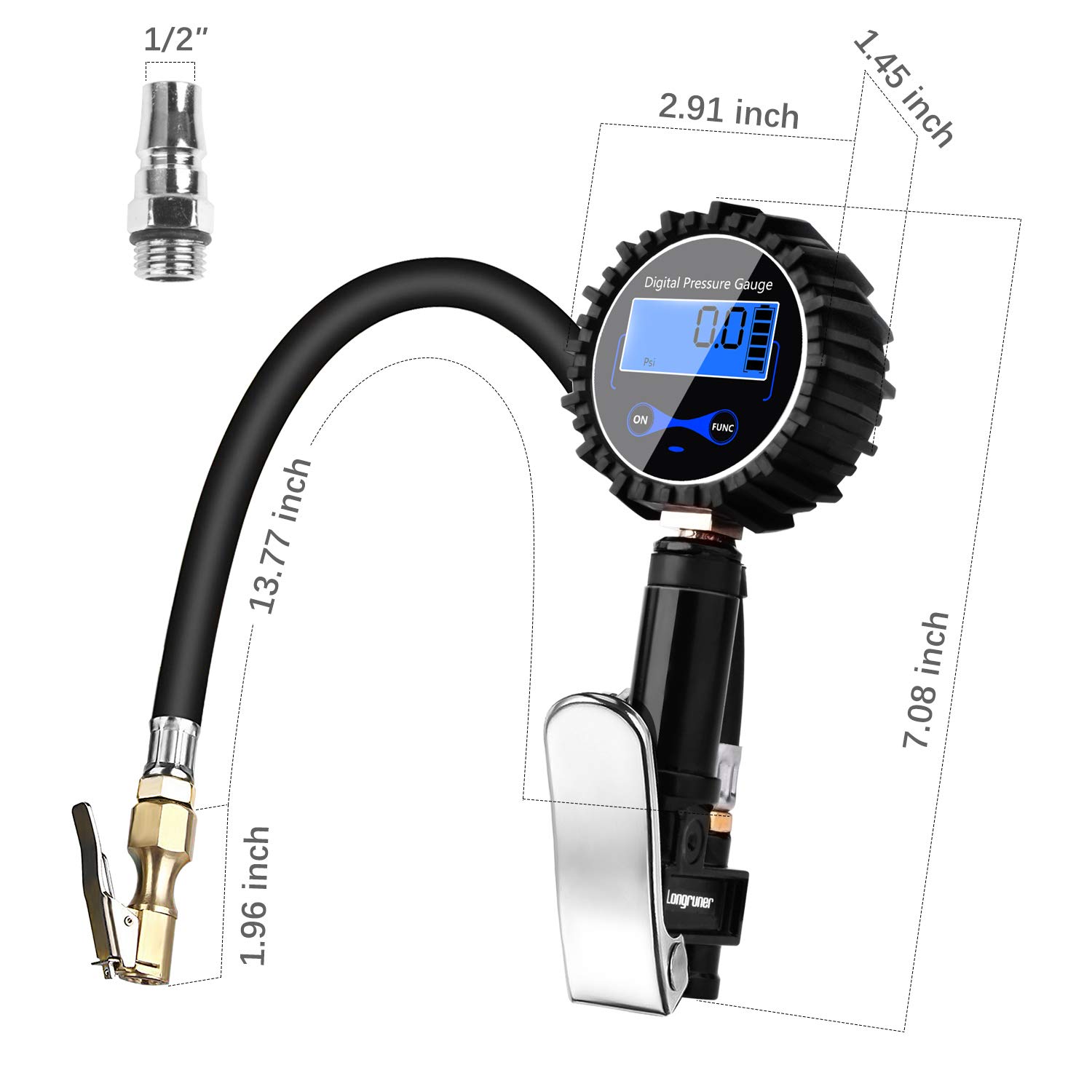 Amazon.co.jp: Longruner エアチャックガン デジタル エアゲージ 圧力