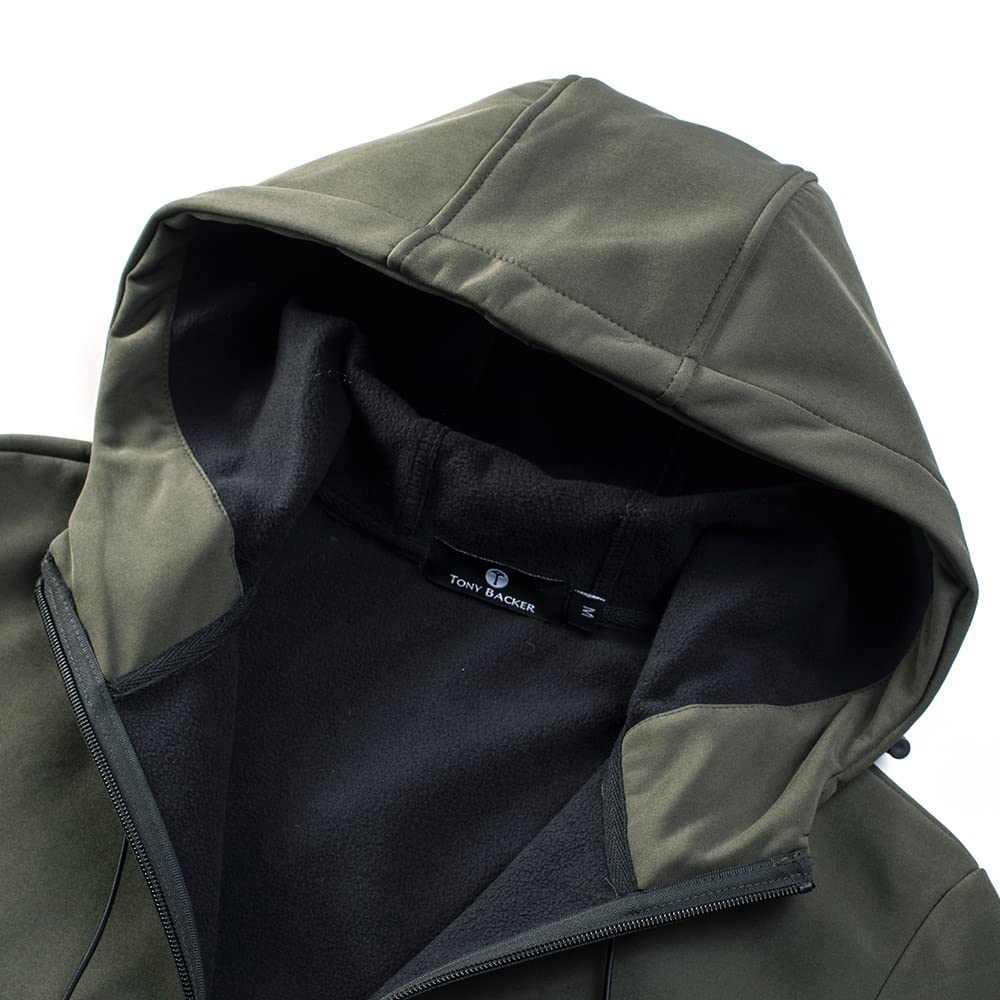 TONY BACKER Giacca Jacket Uomo In Softshell Impermeabile Antivento con Cappuccio Giubbotto Caldo Per Trekking Casual 6860