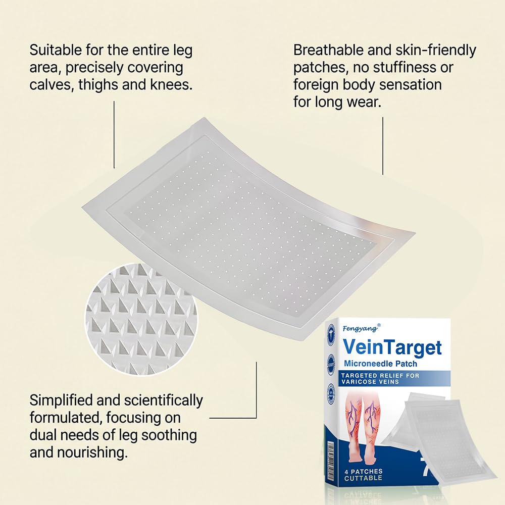 Fengyang® VeinTarget Microdarts Patch, plastry terapeutyczne żylne, usuwanie pająków naczyniowych, poprawia krążenie krwi, dla każdego rodzaju skóry